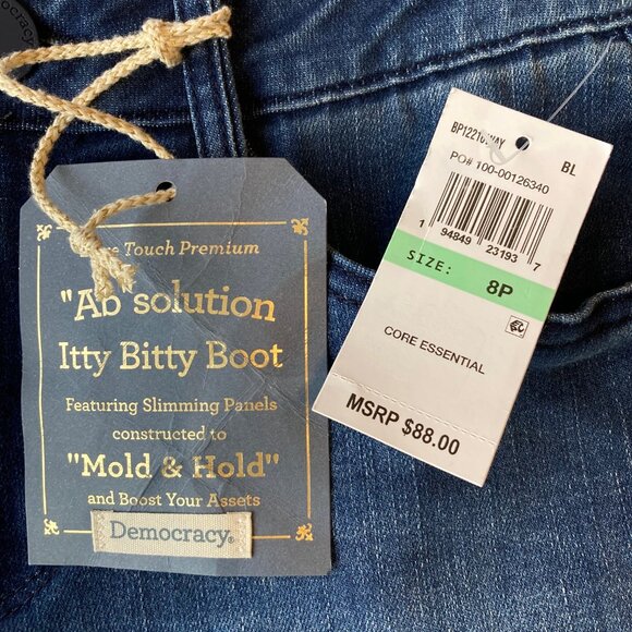 Democracy Ab Solution Itty Bitty Bootcut Jeans Women's 8 PETITE Blue Denim NWT - Picture 3 of 8